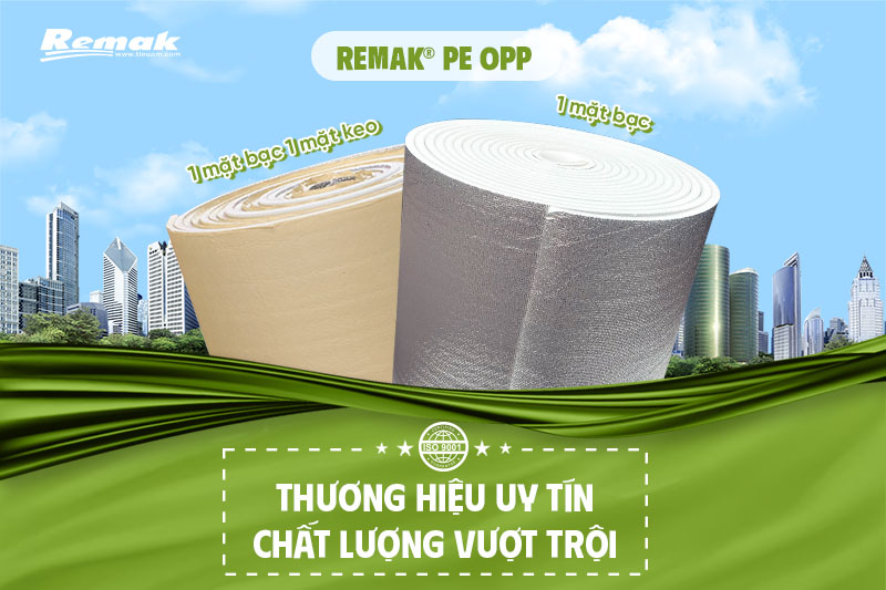 Xốp pe opp tráng bạc bà tráng keo tự dính Remak